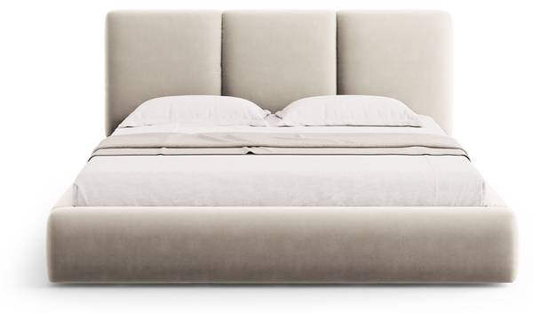 Bett NICOLAS Hochglanz Beige