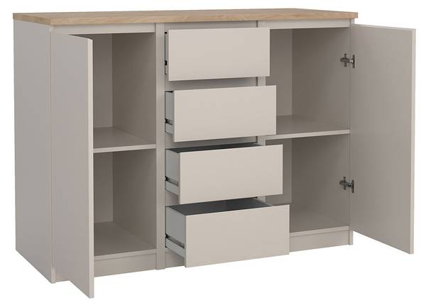 Sideboard Naia Braun - Holz teilmassiv - 121 x 91 x 50 cm