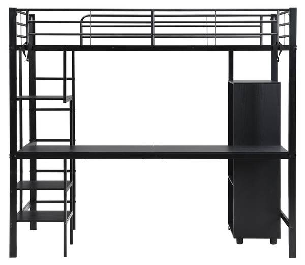 Hochbett EveMetal Ⅰ Schwarz - Eisen - 95 x 180 x 204 cm