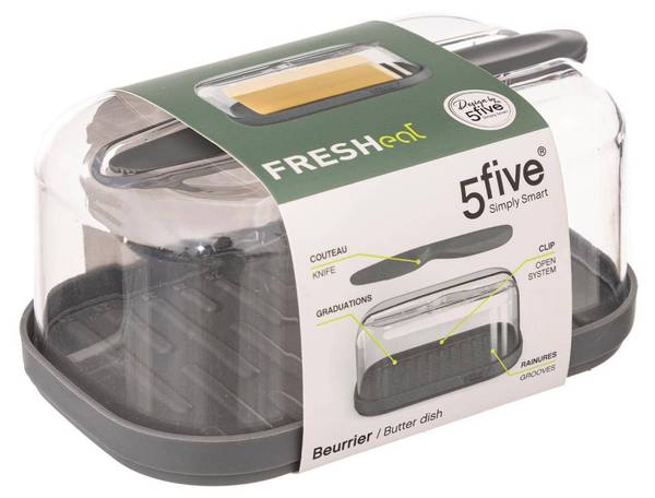 Butterdose mit Messer FRESH EAT Grau - Kunststoff - 16 x 8 x 11 cm