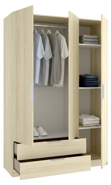 3-türiger Schrank Mayos Braun - Holzwerkstoff - 137 x 204 x 51 cm