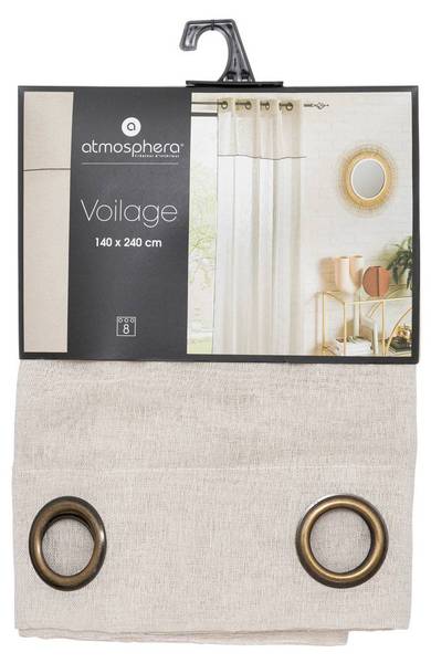 Voilage FRED Beige - Métal - 140 x 240 x 1 cm