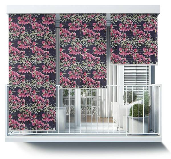 Außenrollo Nigra Flos Pink - Textil - 40 x 180 x 1 cm