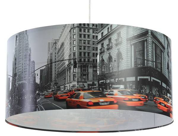 Hängeleuchte Foto City Grau - Kunststoff - 40 x 20 x 92 cm