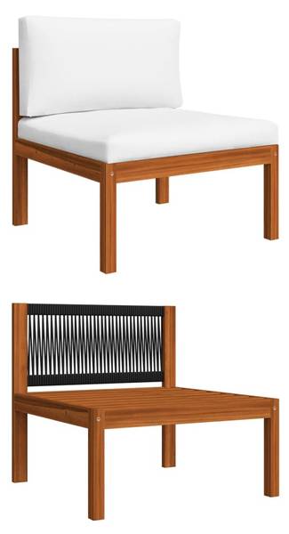 Gartenmöbel-Set 3057901 6-teilig Weiß - Polyester - Akazie - 65 x 100 x 65 cm