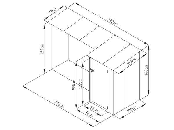 Kaminholzregal DORWOOD Grau - Metall - 100 x 159 x 272 cm