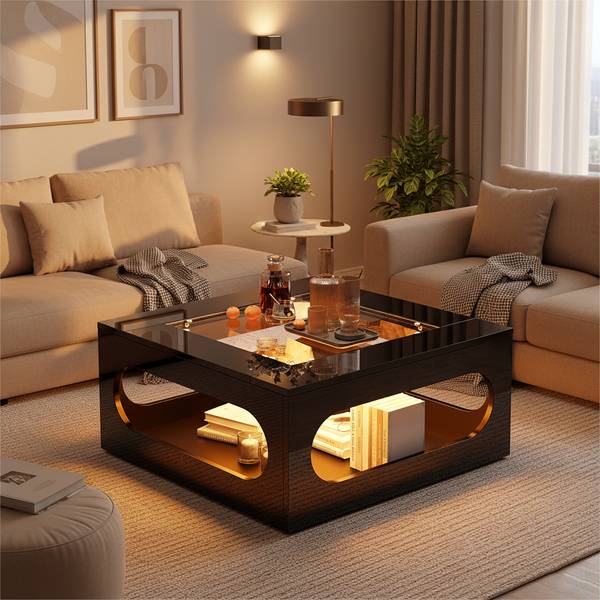 Couchtisch Polygontile Schwarz - Holzwerkstoff - 70 x 35 x 70 cm