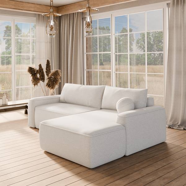 Ecksofa OTATTI Creme - Armlehne davorstehend rechts - Ecke davorstehend rechts - Ottomane davorstehend rechts