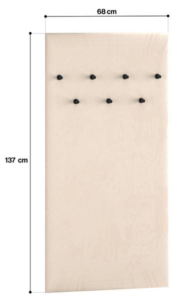 Gepolstert Garderobenpaneel DROMA Weiß - Holzwerkstoff - Textil - 68 x 137 x 3 cm