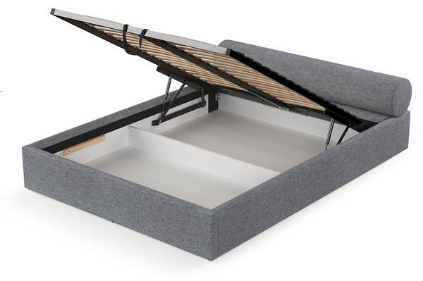 Polsterbett SOLVO mit Stauraum Neve Dunkelgrau - Liegefläche Breite: 180 cm