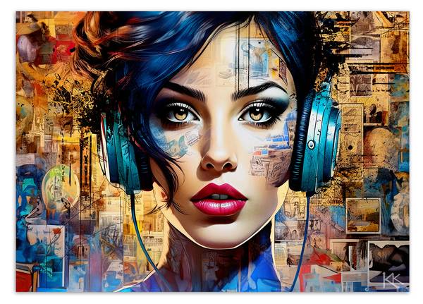 Fototapete Frau Musik Abstraktion 200 x 140 cm