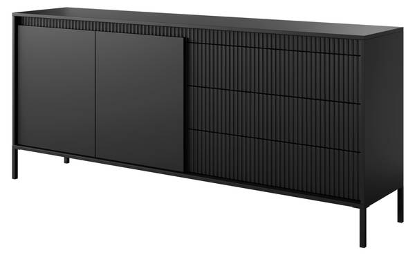 Breite Kommode geriffelte SENSO Schwarz Schwarz