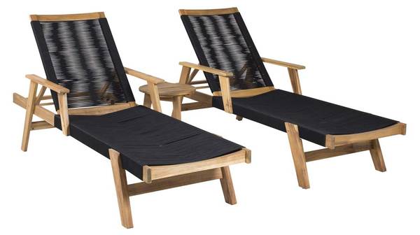 Loungeset Acacia 3-delig zwart - metaal - 40 x 42 x 40 cm