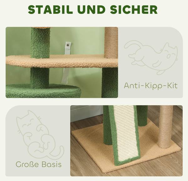 Kratzbaum CP227 Grün - Holzwerkstoff - 44 x 139 x 48 cm