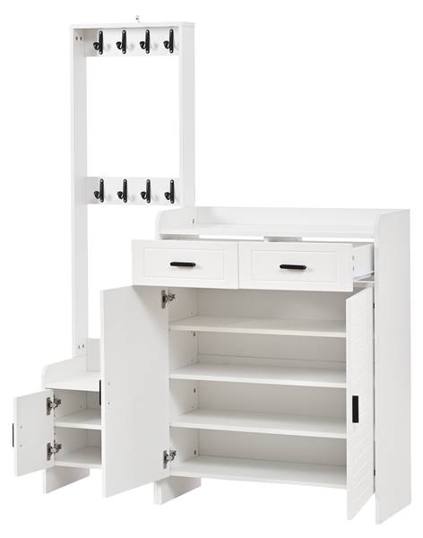 Schuhschrank-Set Eos Ⅰ Weiß - Holzwerkstoff - 125 x 165 x 32 cm