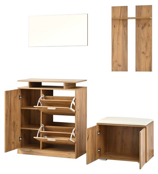 Kledingkastset NaturSHEF bruin - plaatmateriaal op houtbasis - 35 x 133 x 140 cm