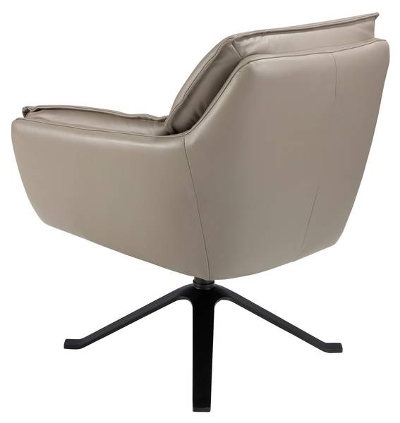 Dunkelgrauer Leder-Drehsessel Grau - Kunstleder - Edelstahl - 77 x 90 x 74 cm