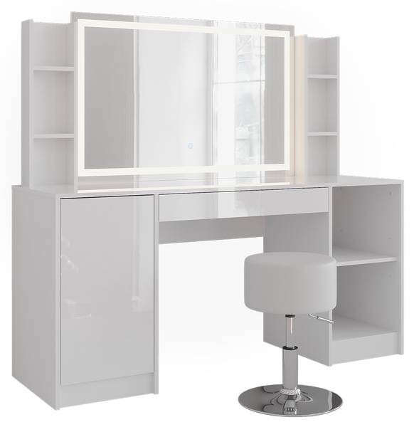 Schminktisch Sherry 57649 4er Set Weiß - Holzwerkstoff - 159 x 146 x 51 cm