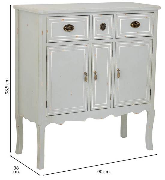 Buffet Salazar Gris - Bois massif - 90 x 9 x 38 cm