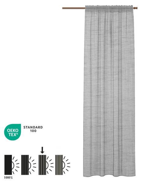 Gardinen Halbtransparant Ivy Kräuselband Grau - Polyester - 140 x 270 x 1 cm