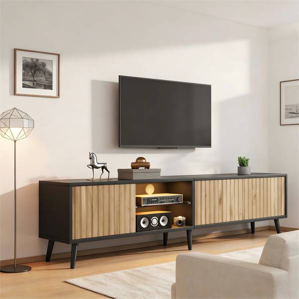 TV-Schrank Neptunus Ⅲ Schwarz - Braun - Holzwerkstoff - 31 x 44 x 175 cm