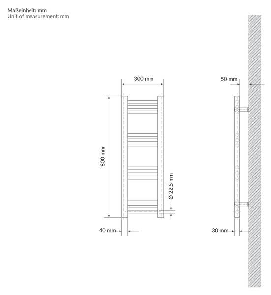 Handtuchheizkörper elektrisch SAHARA Beige - Metall - 35 x 7 x 84 cm