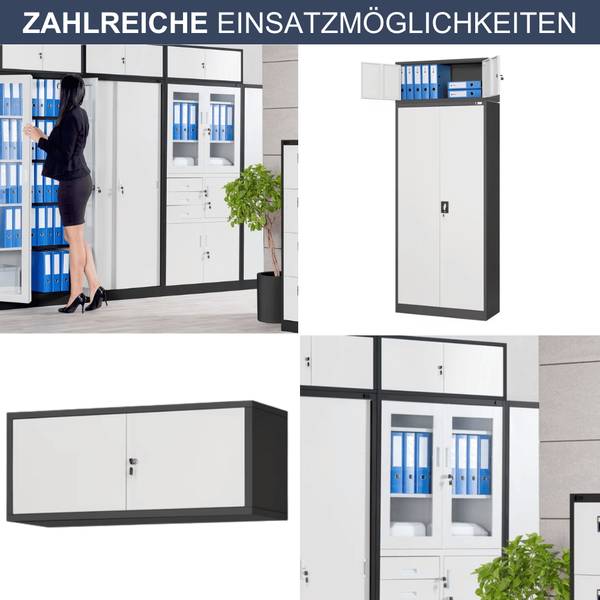 Schrankerweiterung für Aktenschrank Grau - Stahl - 90 x 38 x 40 cm