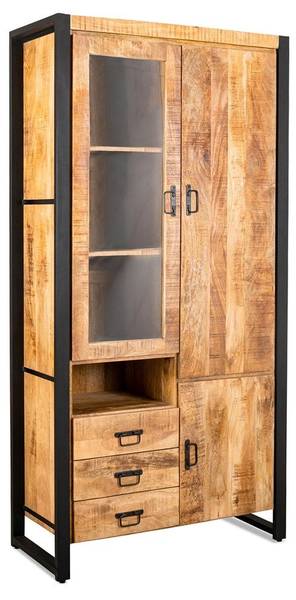 Vitrinenschrank Britt Braun - Holz teilmassiv - 100 x 200 x 45 cm