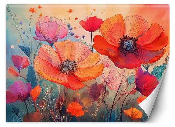 Papier peint fleurs botanique 100 x 70 cm