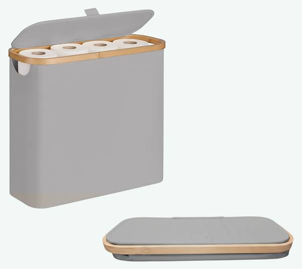 Toilettenpapier Aufbewahrung 12 Rollen Braun - Grau - Polyester - 43 x 38 x 17 cm