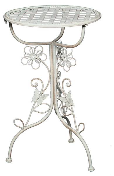 Beistelltisch Flora Weiß - Metall - 32 x 53 x 32 cm