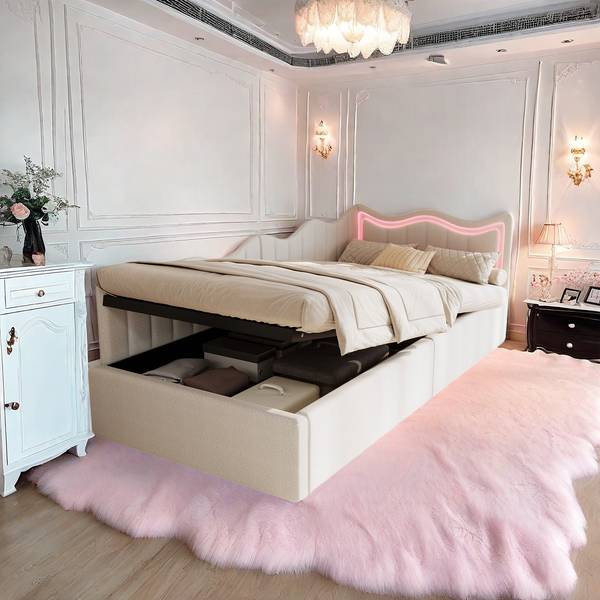 Kinderbett TEROUI9 Beige - Metall - Massivholz - 97 x 75 x 213 cm