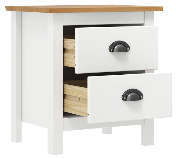 Nachtkastje 3002595-2 set van 2 bruin - wit - grenenhout - 46 x 49 x 35 cm