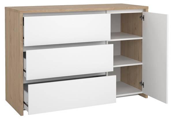 Kommode Next Weiß - Holz teilmassiv - 119 x 84 x 48 cm