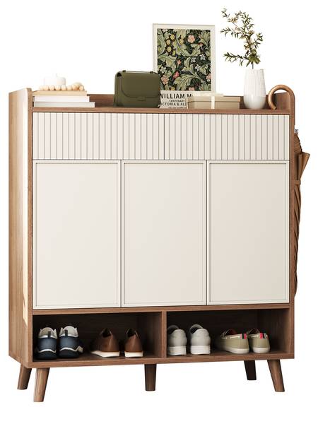 Schuhschrank NaturWoody Ⅳ Weiß - Holzwerkstoff - 90 x 100 x 35 cm