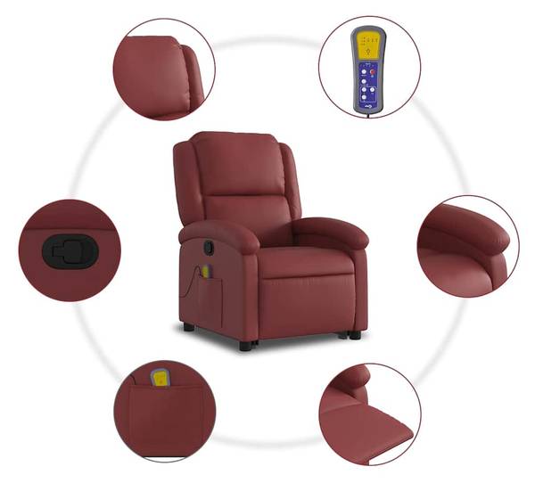 Fauteuil inclinable de massage 3032379-2 Rouge - Brun rouge