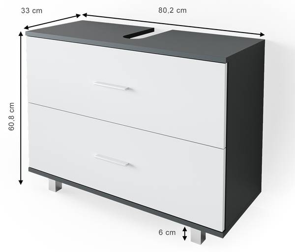 Waschbeckenunterschrank Ilias 34587 Anthrazit - Weiß