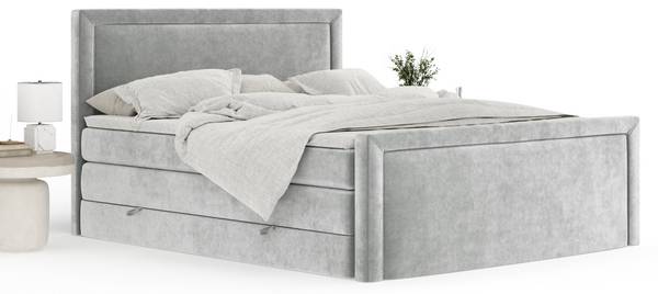 Boxspringbett Lavenda Hellgrau - Liegefläche Breite: 160 cm