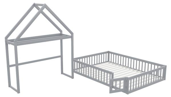 Kinderbett SafeHomey Ⅰ Grau - Holzwerkstoff - 154 x 198 x 205 cm