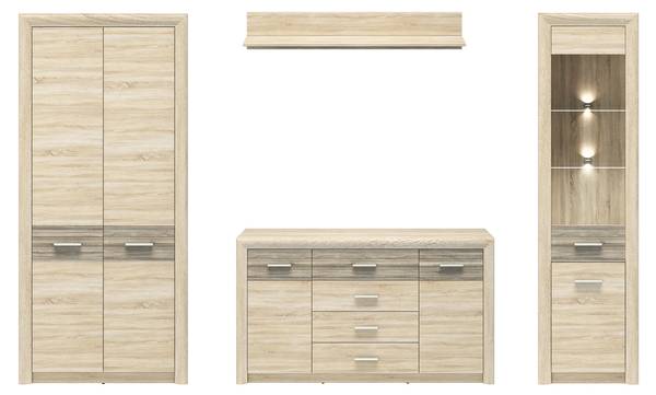Wohnwand CASTEL 4-teilig Braun - Holzwerkstoff - 285 x 201 x 66 cm