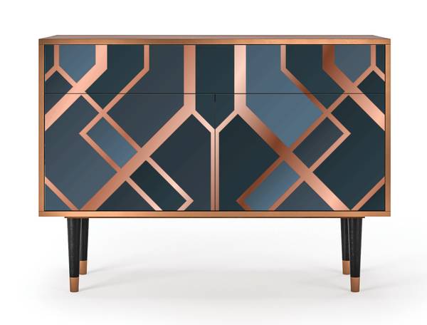 Sideboard BS4 Walnuss Blau - Holzwerkstoff - 115 x 86 x 48 cm