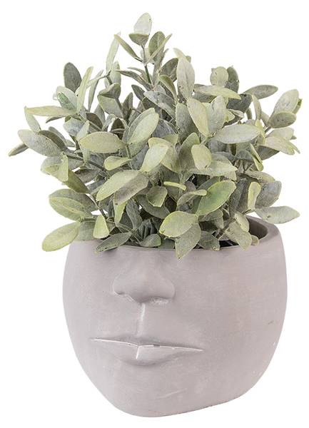 Blumentopf Gesicht Silviasi Grau - Stein - 15 x 10 x 17 cm