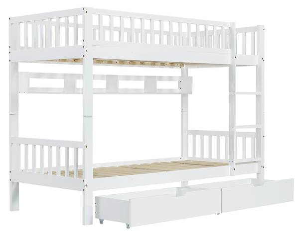 Etagenbett Ida Weiß - Massivholz - 95 x 152 x 204 cm
