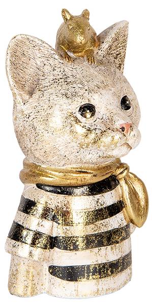 Dekorationsfigur Katze Deco&Lexander Weiß - Kunststoff - 9 x 18 x 11 cm