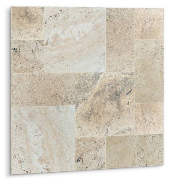 Selbstklebende Fliesen (9 St.) Stein Beige - Polyester PVC - 30 x 30 x 1 cm