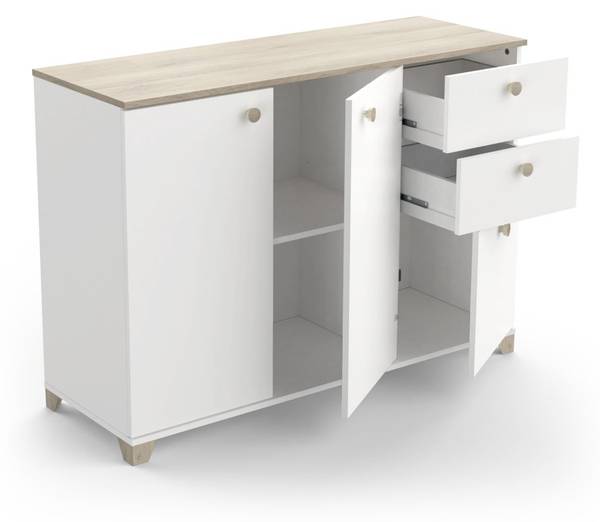 Sideboard mit 3 Türen und 2 Schubladen Braun - Holzwerkstoff - 42 x 86 x 120 cm