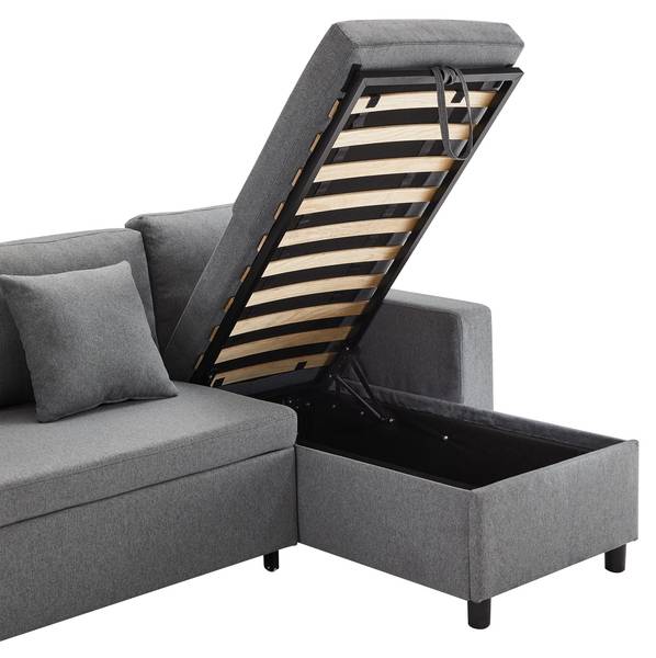 3-Sitzer-Sofa Mixed Grau - Textil - 143 x 83 x 220 cm