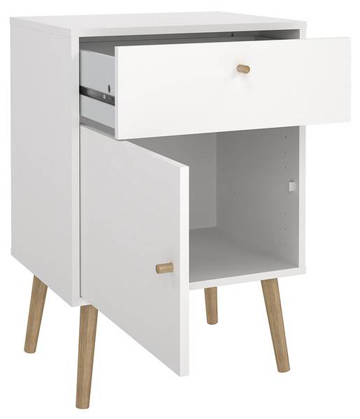 Nachttisch Bodo Weiß - Holz teilmassiv - 51 x 73 x 40 cm