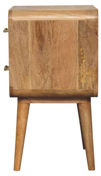 Table de nuit Striée Beige - Manguier - Laiton - 45 x 65 x 35 cm