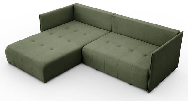 Ecksofa APOLLO L mit Schlaffunktion Grün - Polyester - 246 x 93 x 188 cm